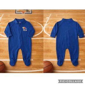 LITTLE KING KU KANSAS UNIVERSITY JAYHAWKS BABY SLEEPER 6 - 9 MONTHS ZIP FOOTED